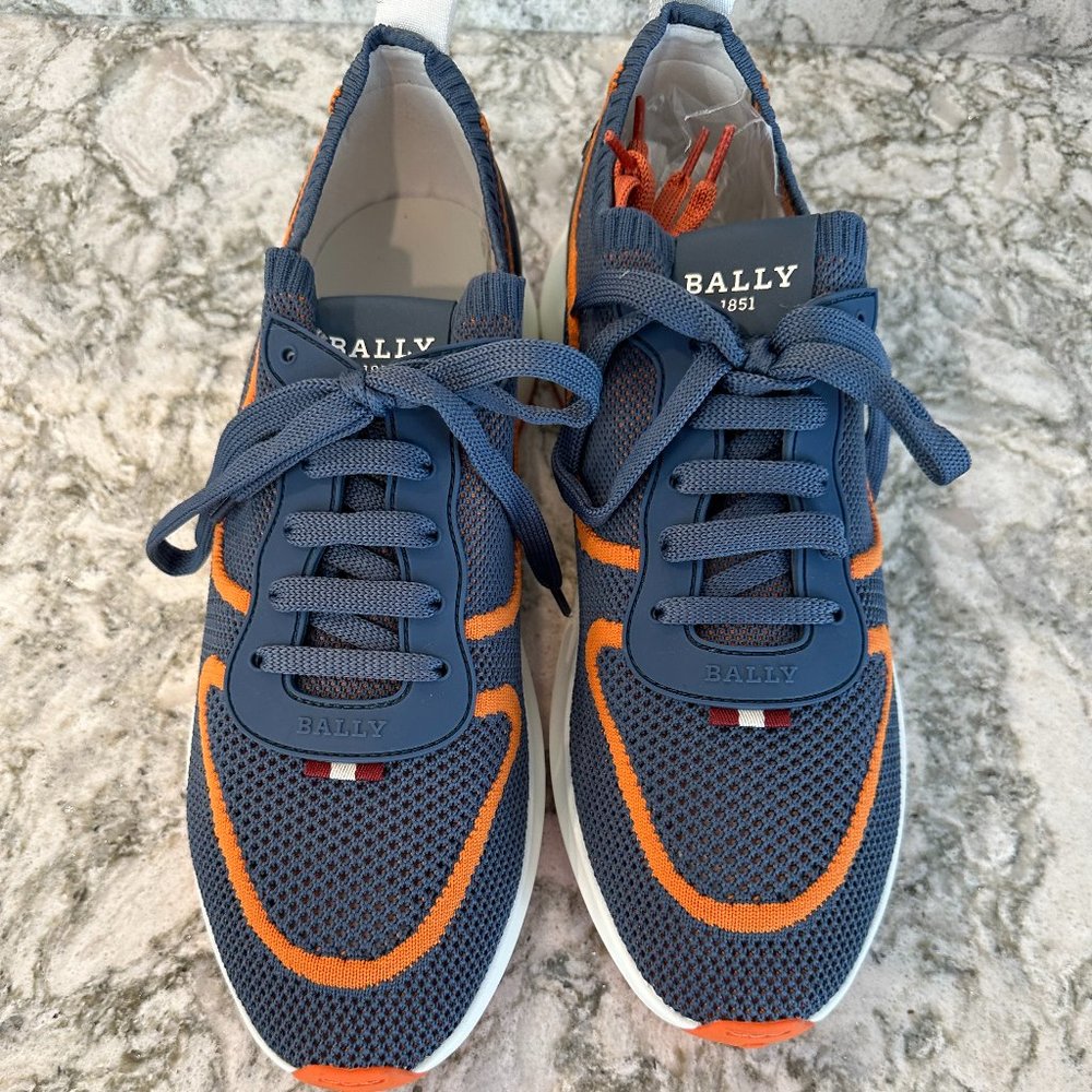 BALLY Davyn Contrast-Trimmed Mesh Sneakers - Blue Size 10.5 Never Worn